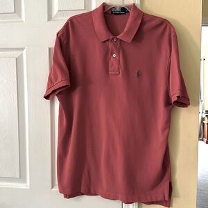Polo Ralph Lauren polo shirt mens sz L large a dusty pink  with green horse